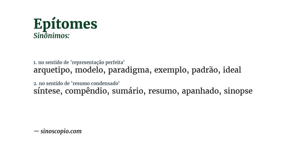 Sinônimo de epítomes