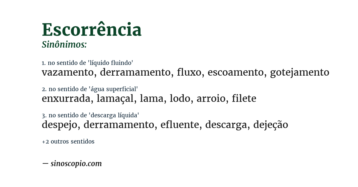 Sinônimo de escorrência