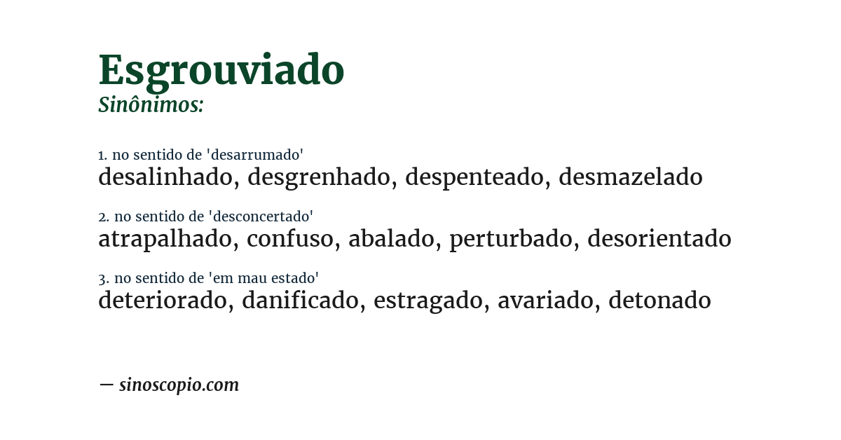 Sinônimo de esgrouviado