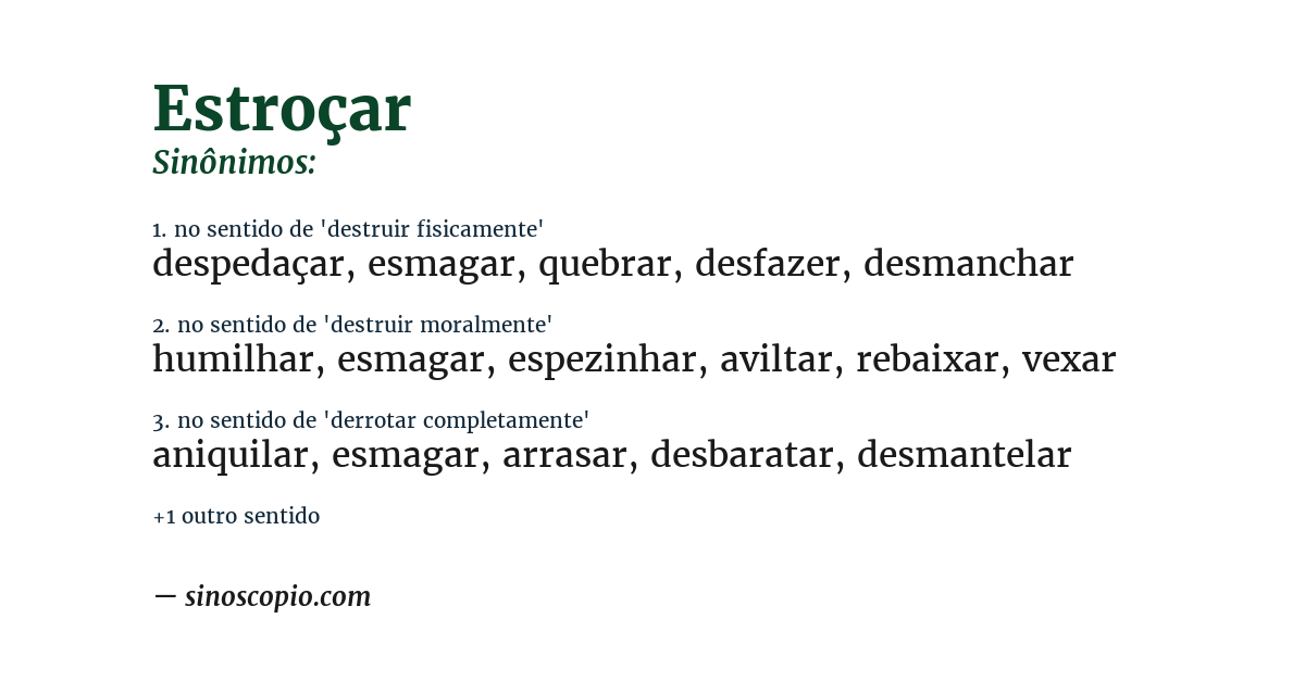 Sinônimo de estroçar