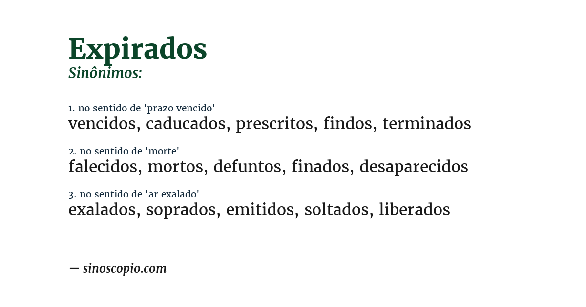 Sinônimo de expirados