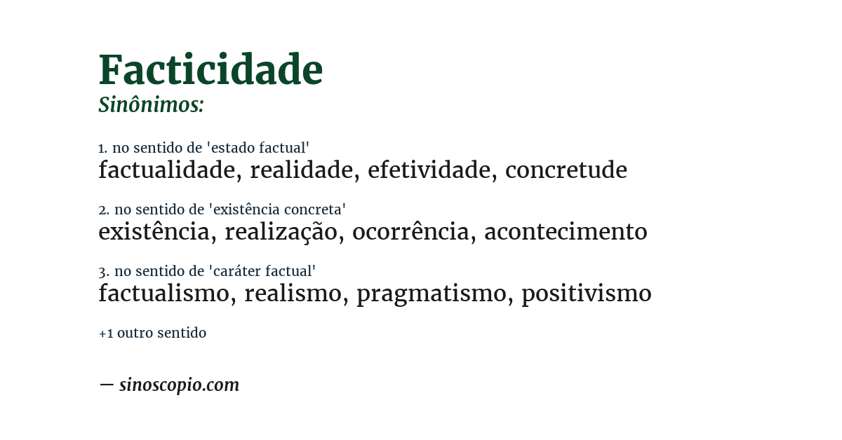 Sinônimo de facticidade