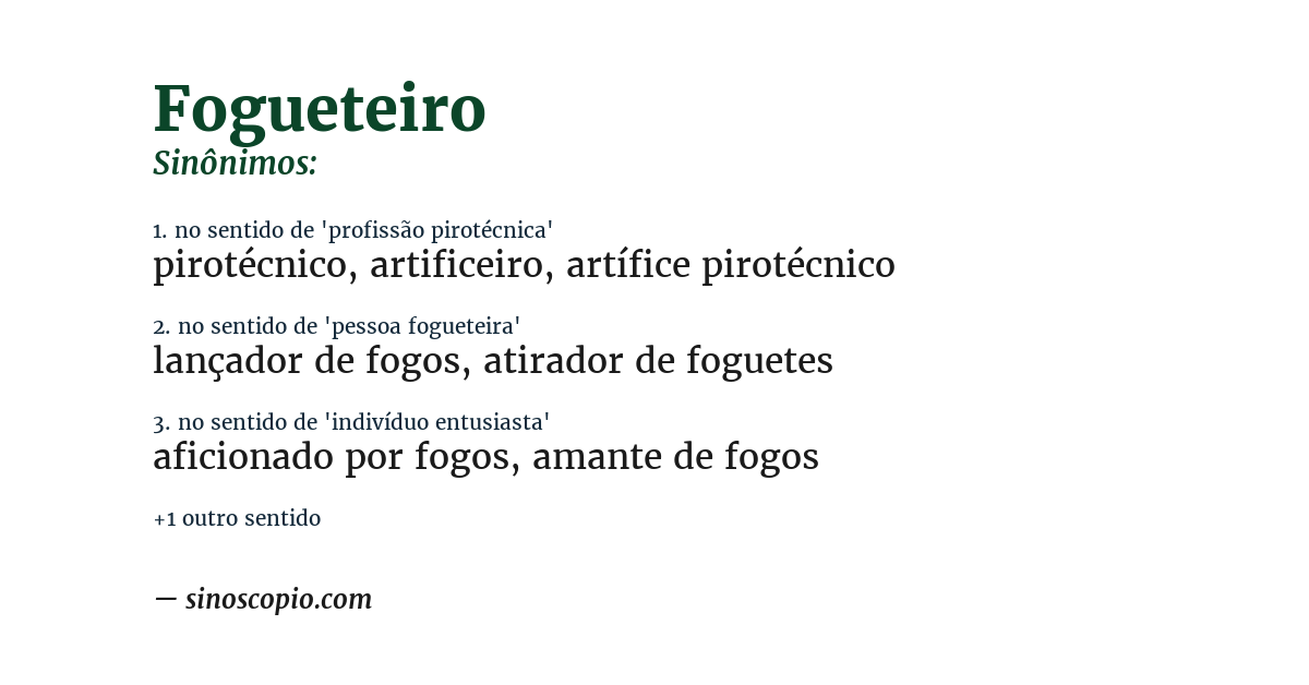 Sinônimo de fogueteiro