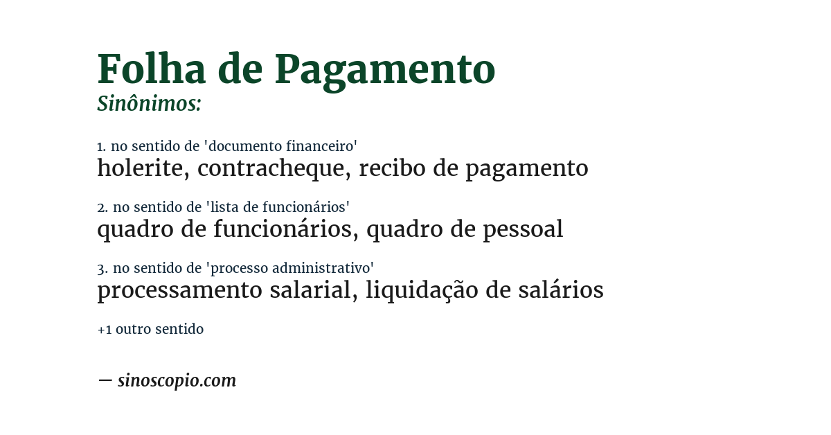 Sinônimo de folha de pagamento