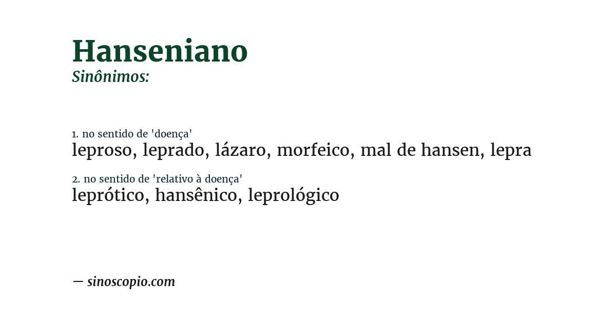 Sinônimo de hanseniano