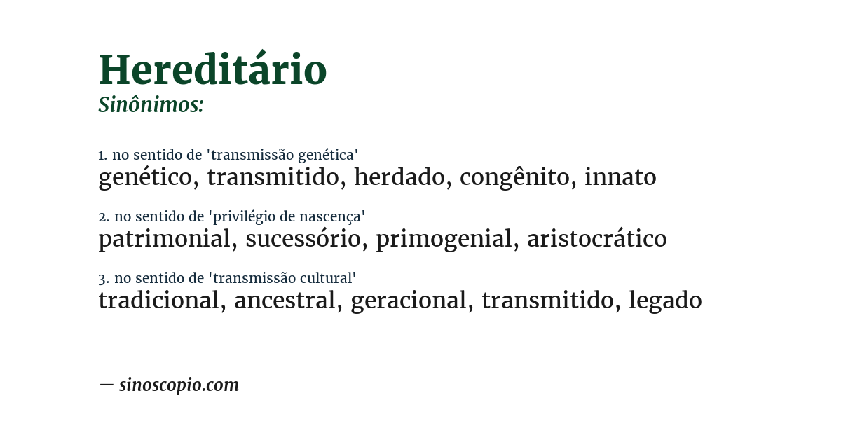 Sinônimo de hereditário