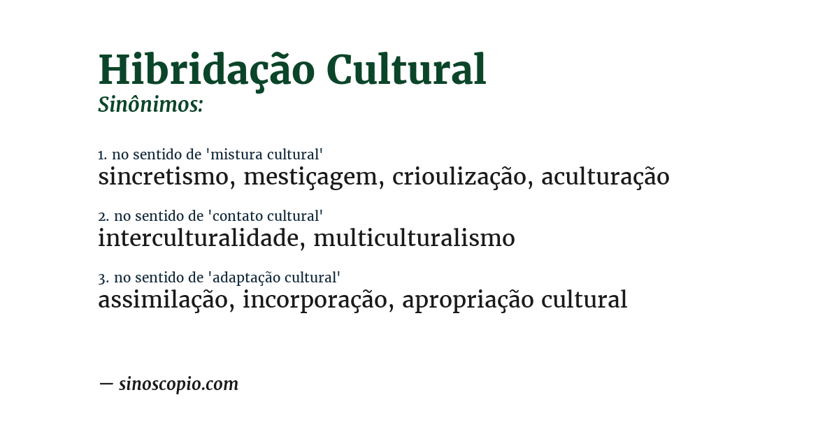 Sinônimo de hibridação cultural
