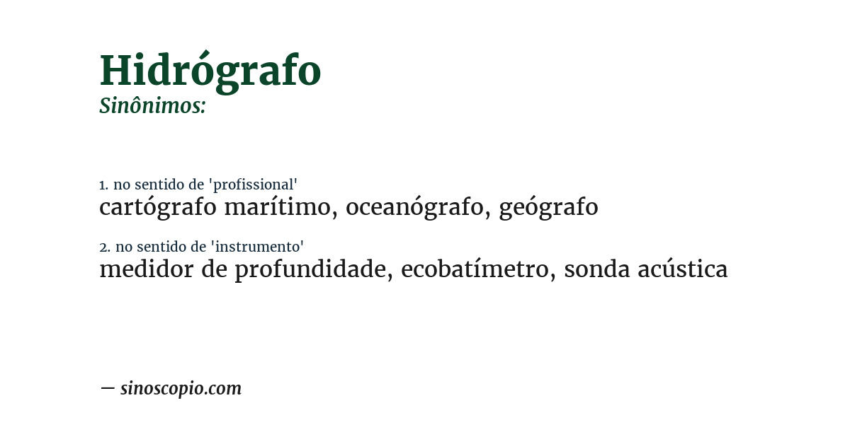 Sinônimo de hidrógrafo