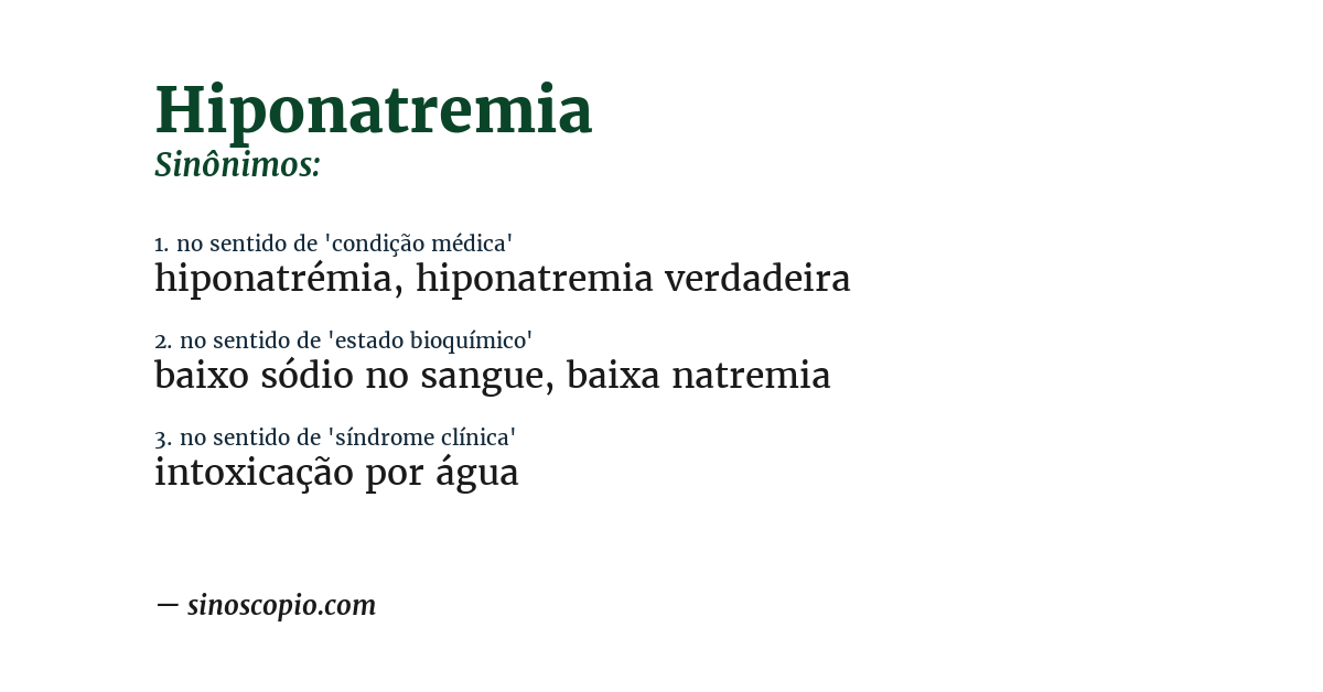 Sinônimo de hiponatremia