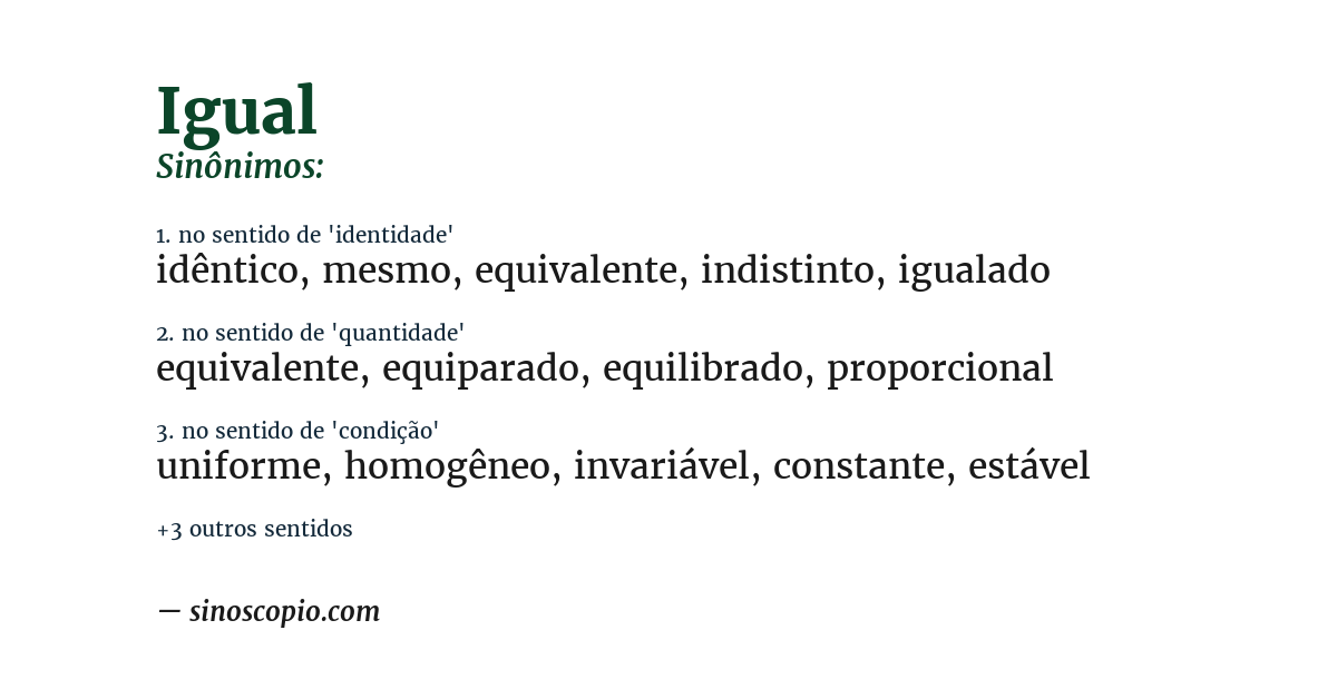 Sinônimo de igual