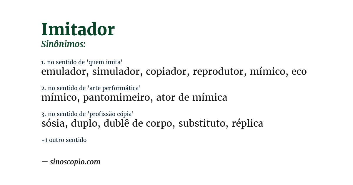 Sinônimo de imitador
