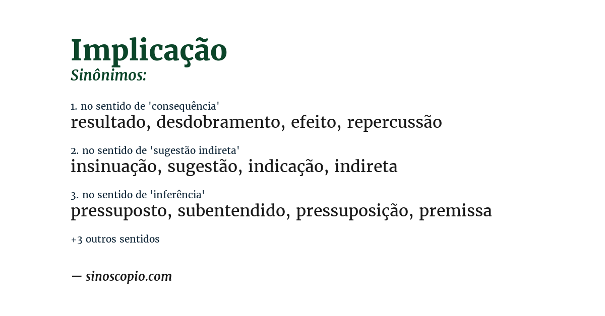 Sinônimo de implicação