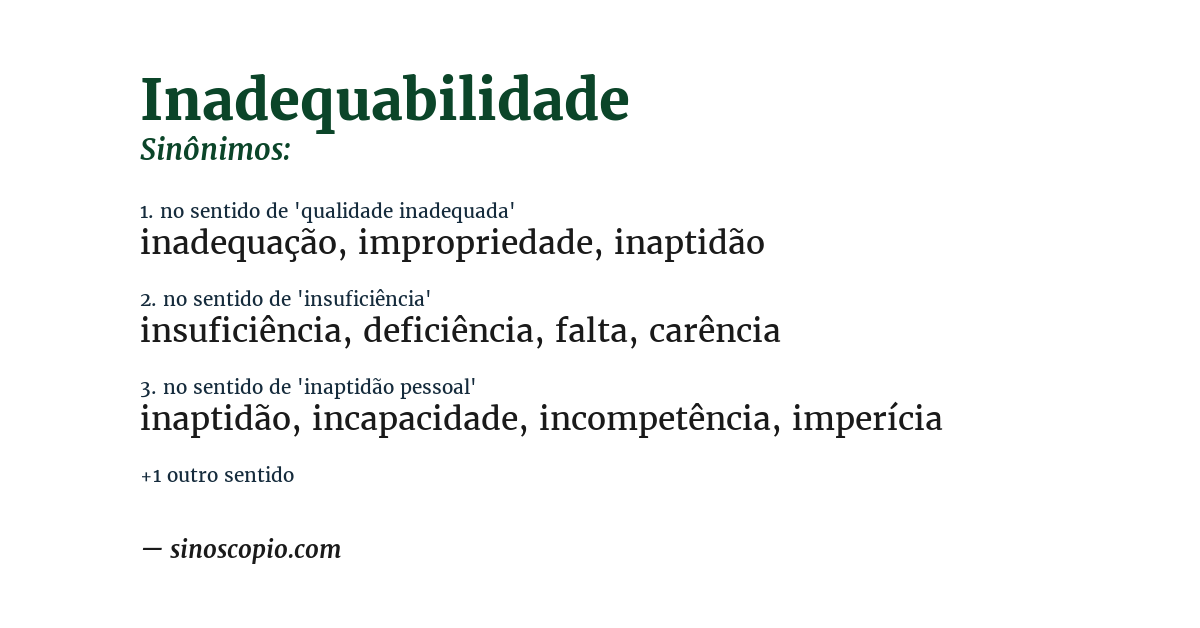 Sinônimo de inadequabilidade