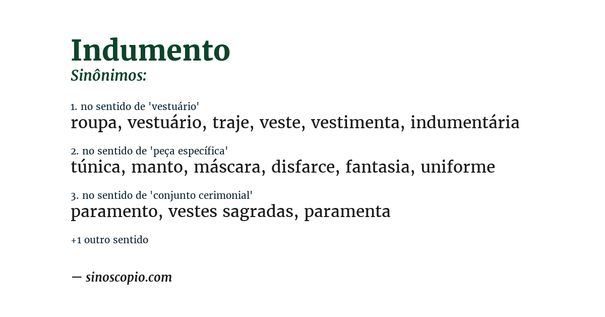 Sinônimo de indumento