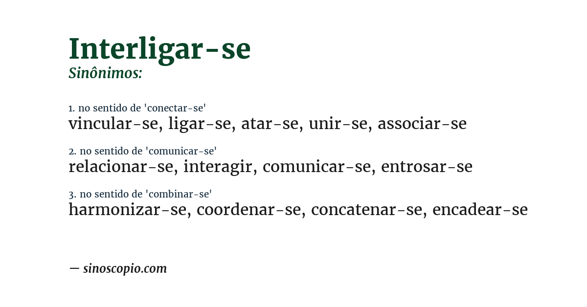 Sinônimo de interligar-se