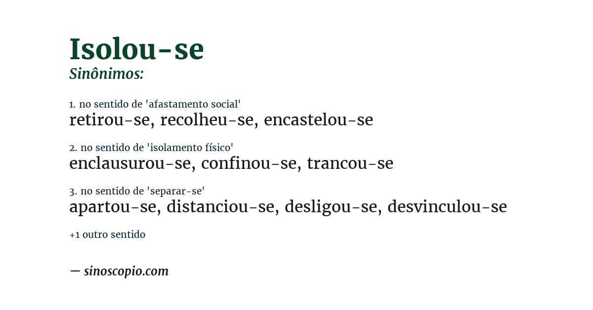 Sinônimo de isolou-se