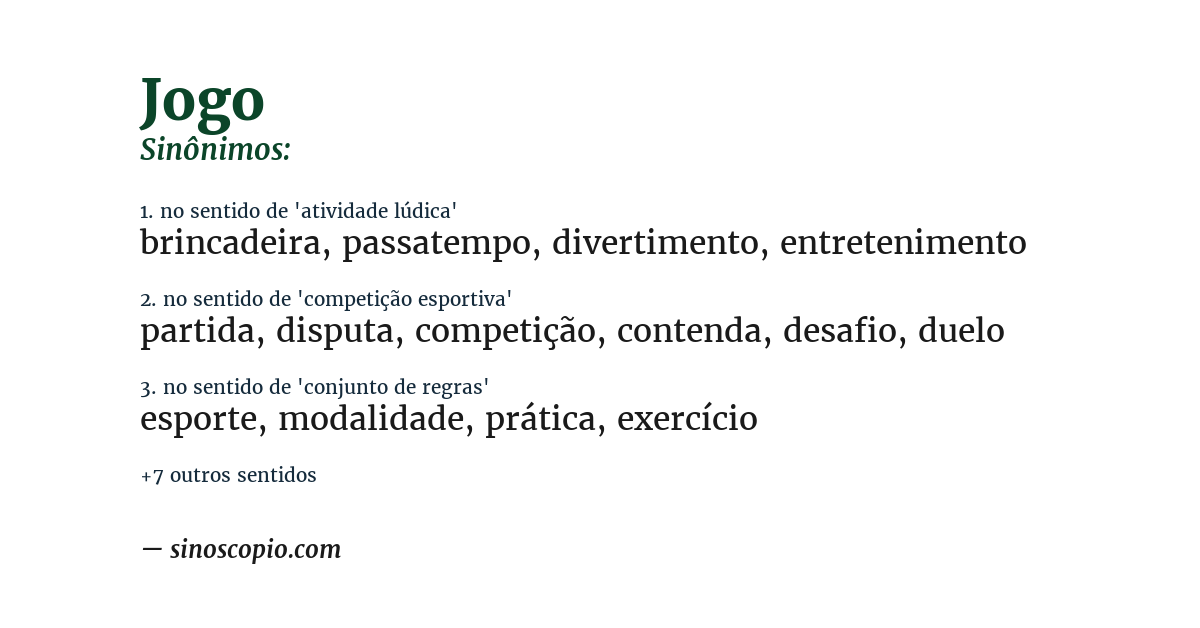 Sinônimo de jogo