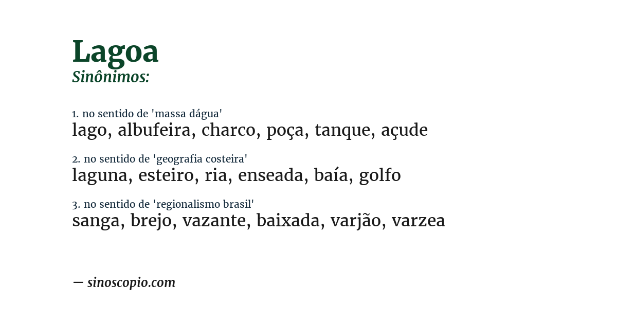 Sinônimo de lagoa