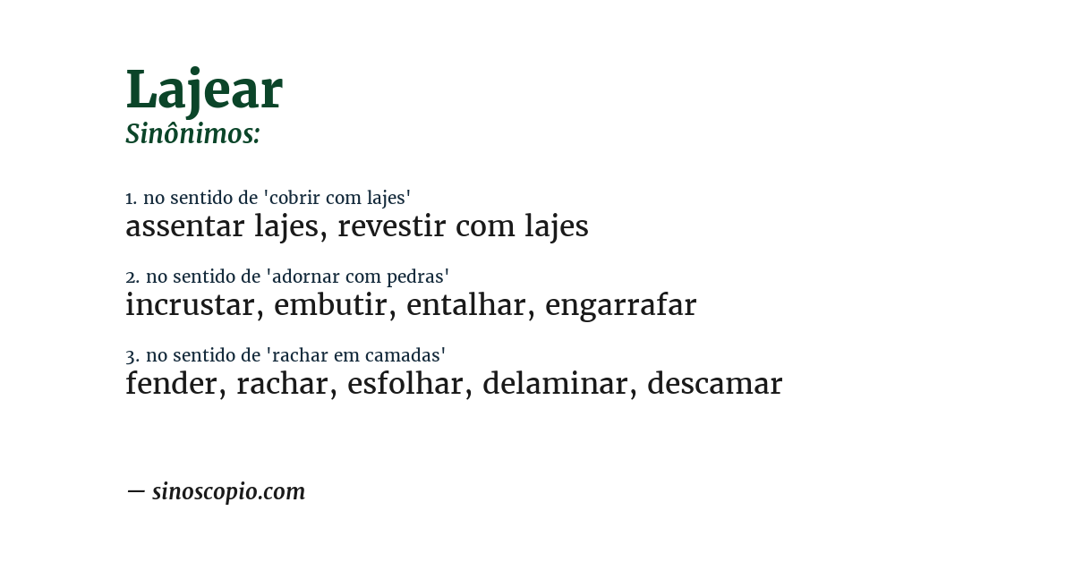 Sinônimo de lajear