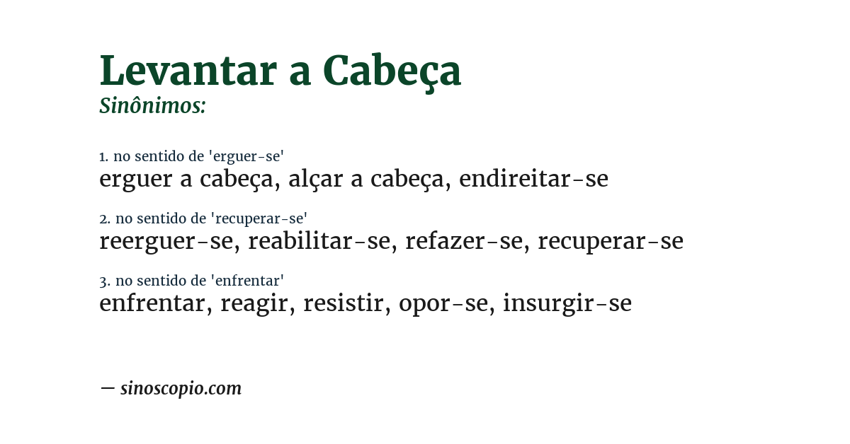 Sinônimo de levantar a cabeça