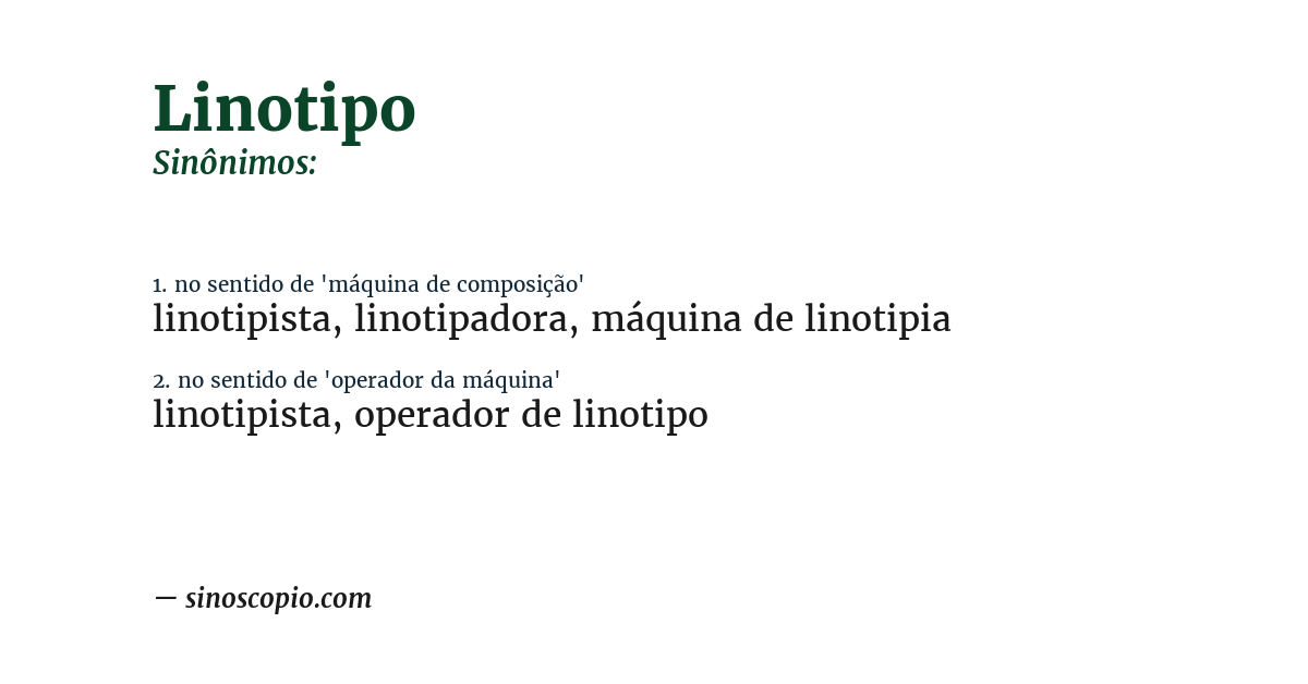 Sinônimo de linotipo