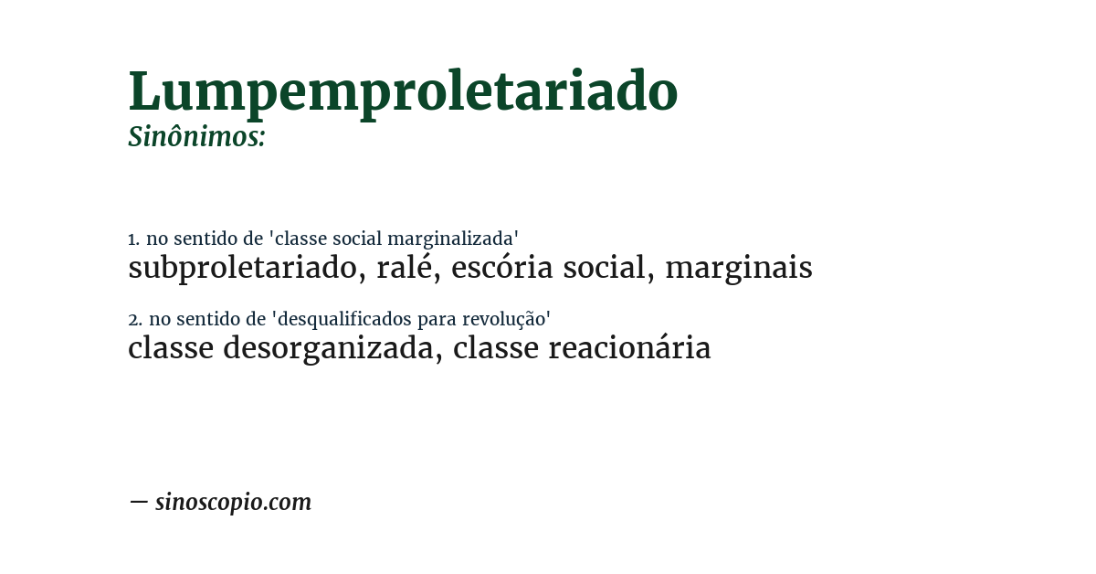 Sinônimo de lumpemproletariado