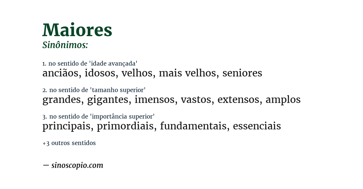 Sinônimo de maiores
