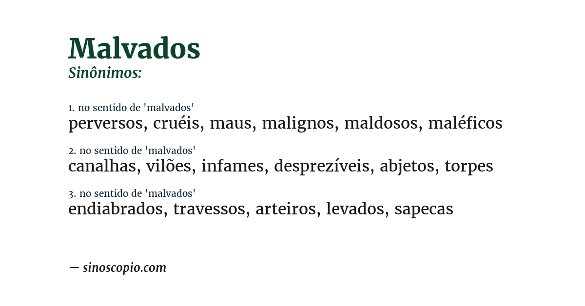 Sinônimo de malvados