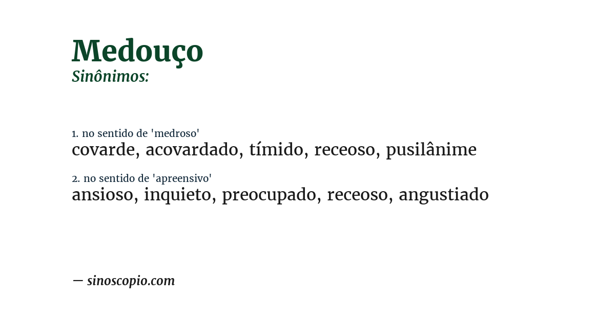 Sinônimo de medouço