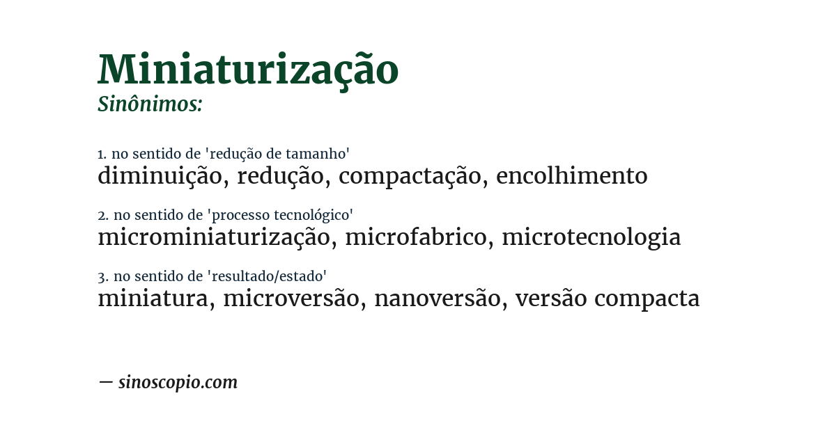 Sinônimo de miniaturização