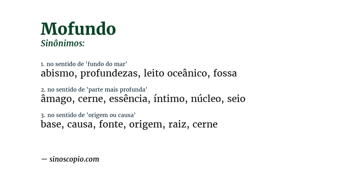 Sinônimo de mofundo