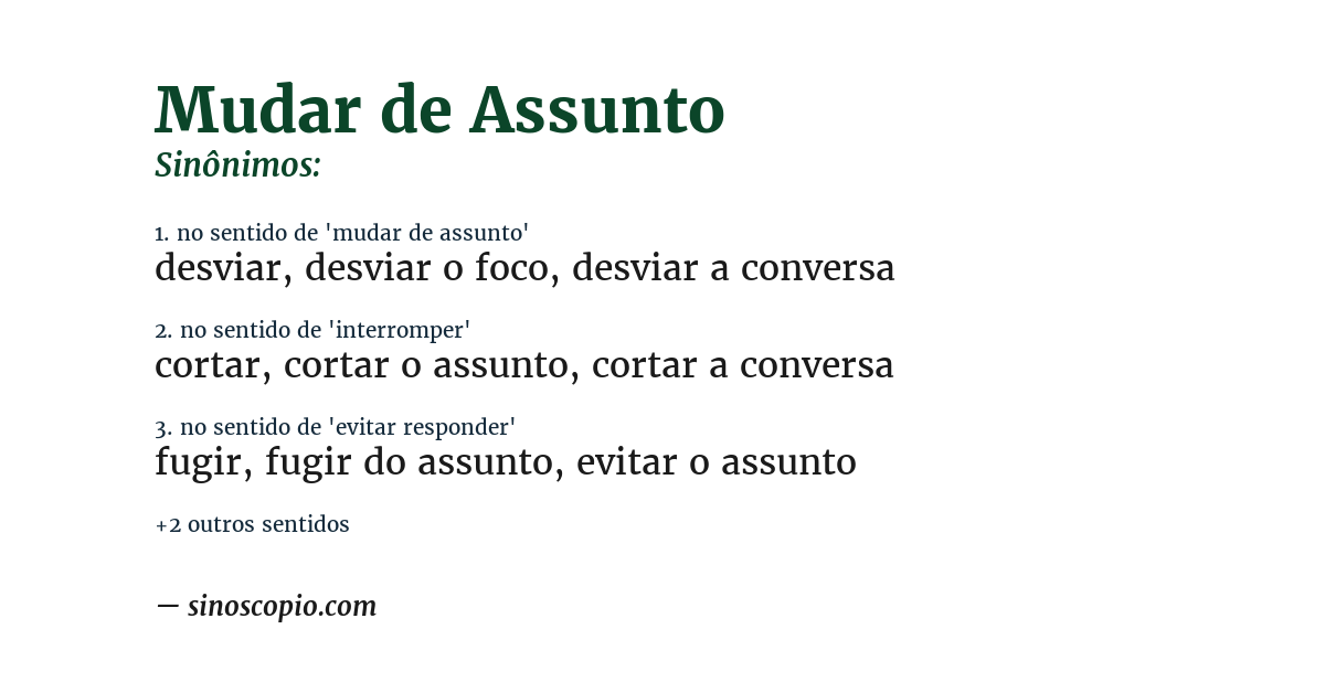 Sinônimo de mudar de assunto