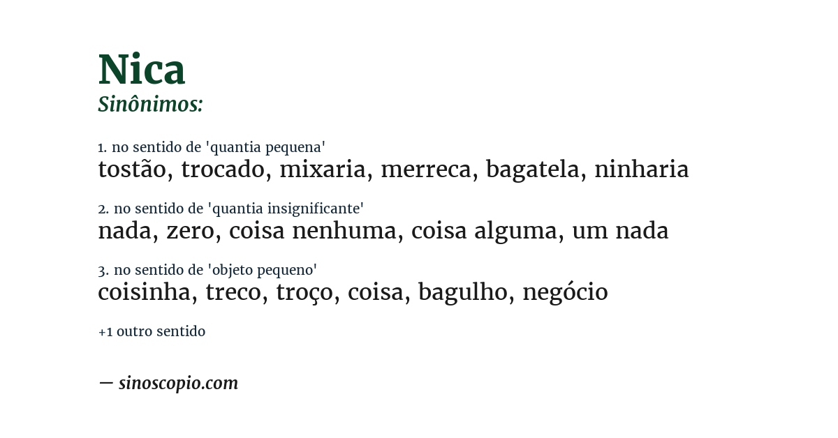 Sinônimo de nica