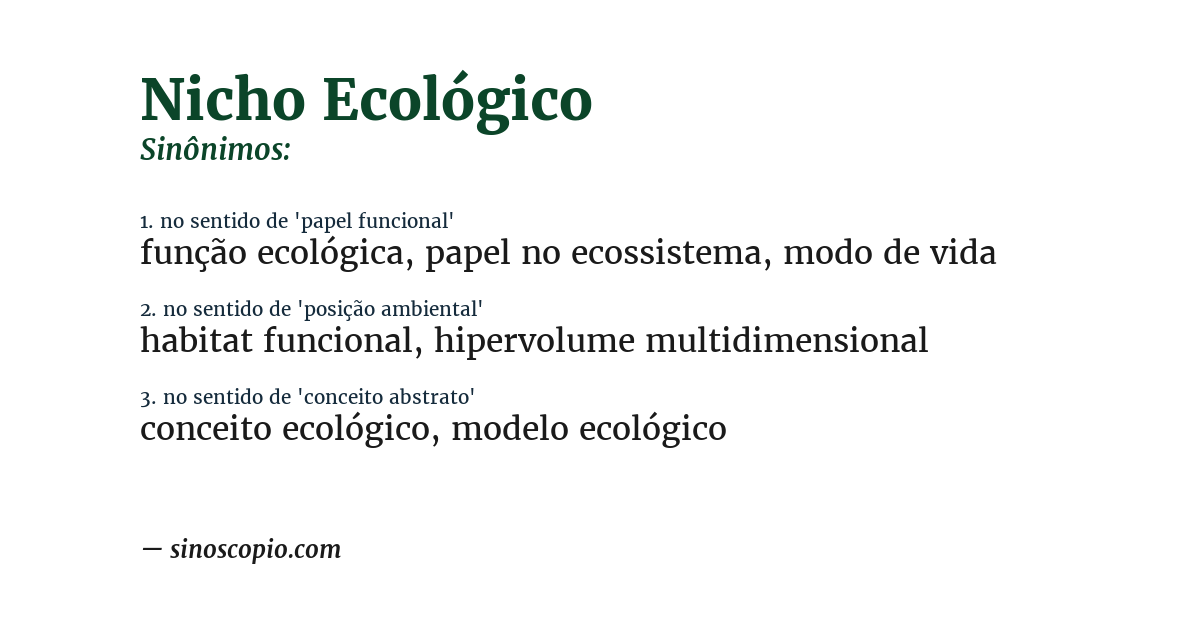 Sinônimo de nicho ecológico
