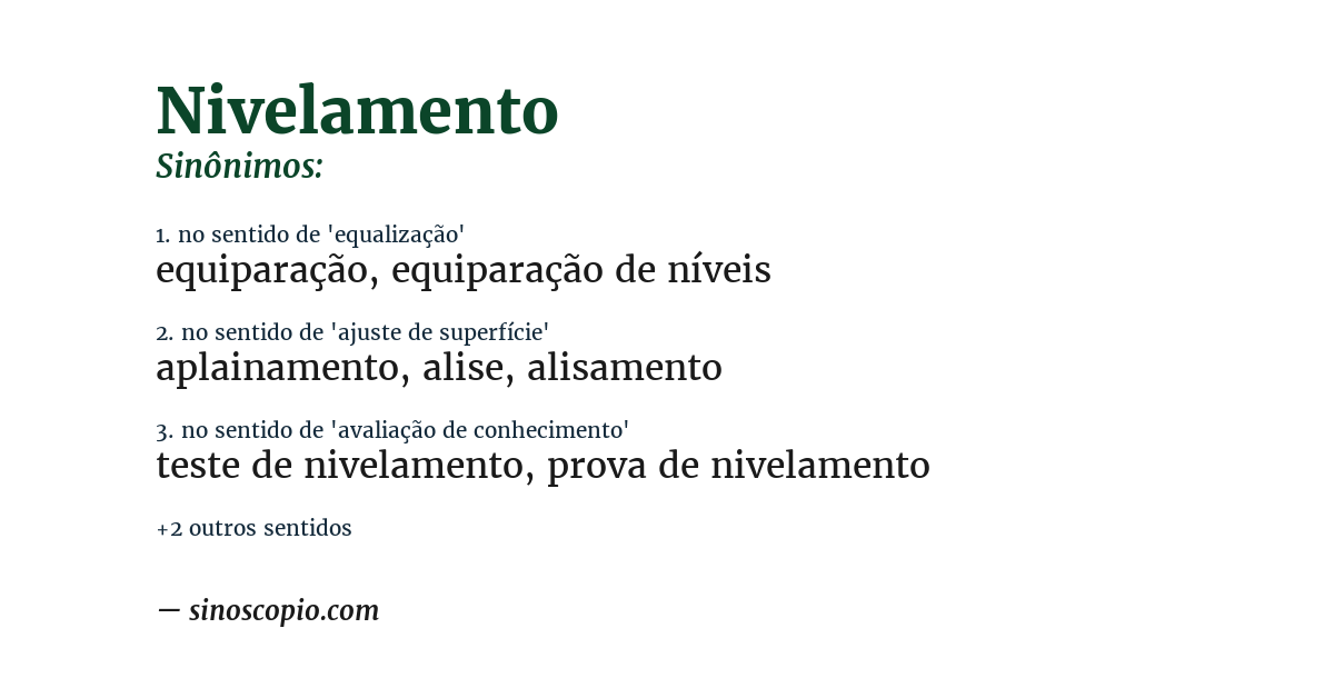 Sinônimo de nivelamento