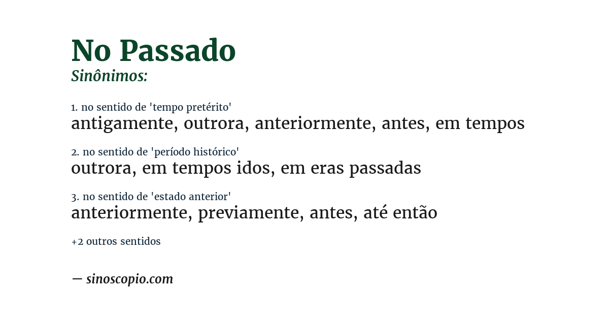 Sinônimo de no passado