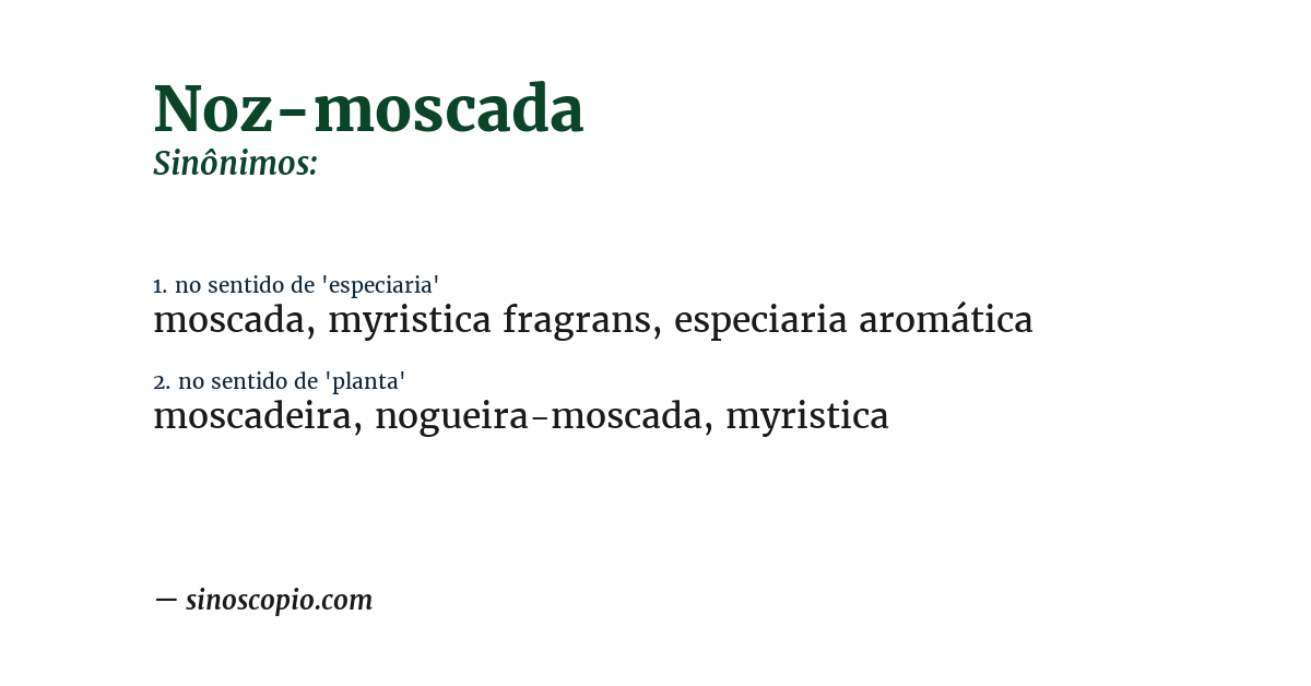 Sinônimo de noz-moscada