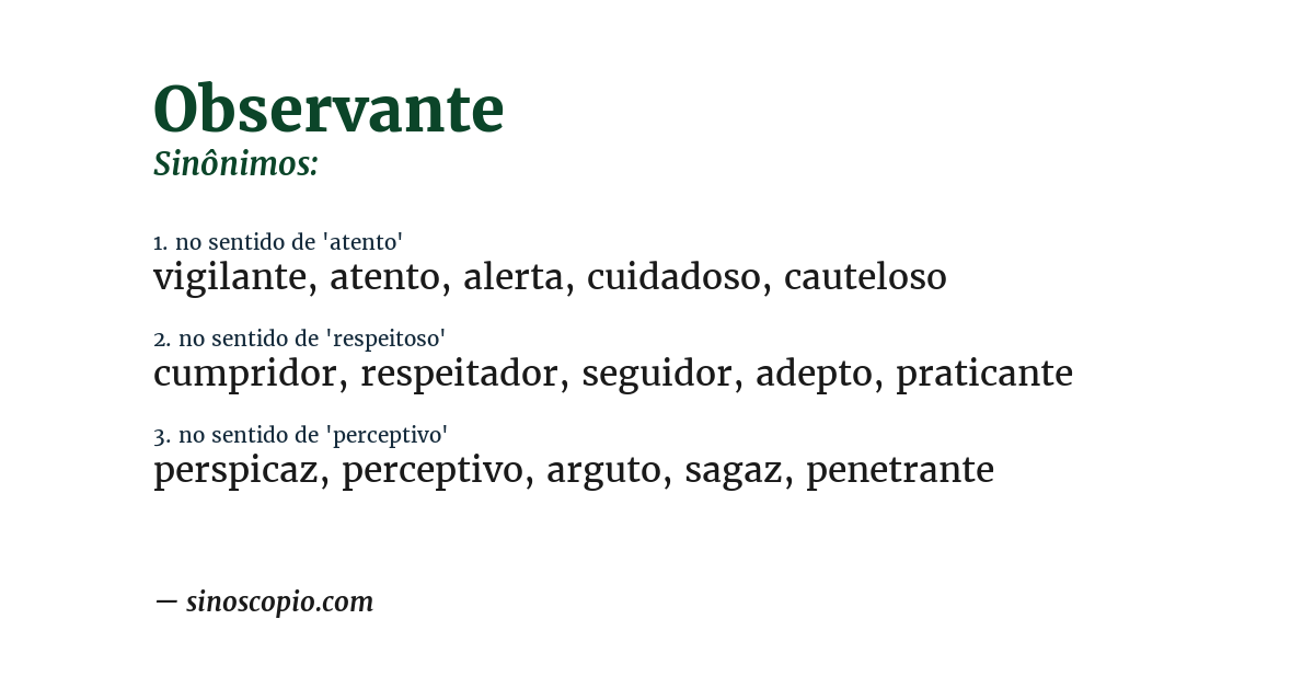 Sinônimo de observante