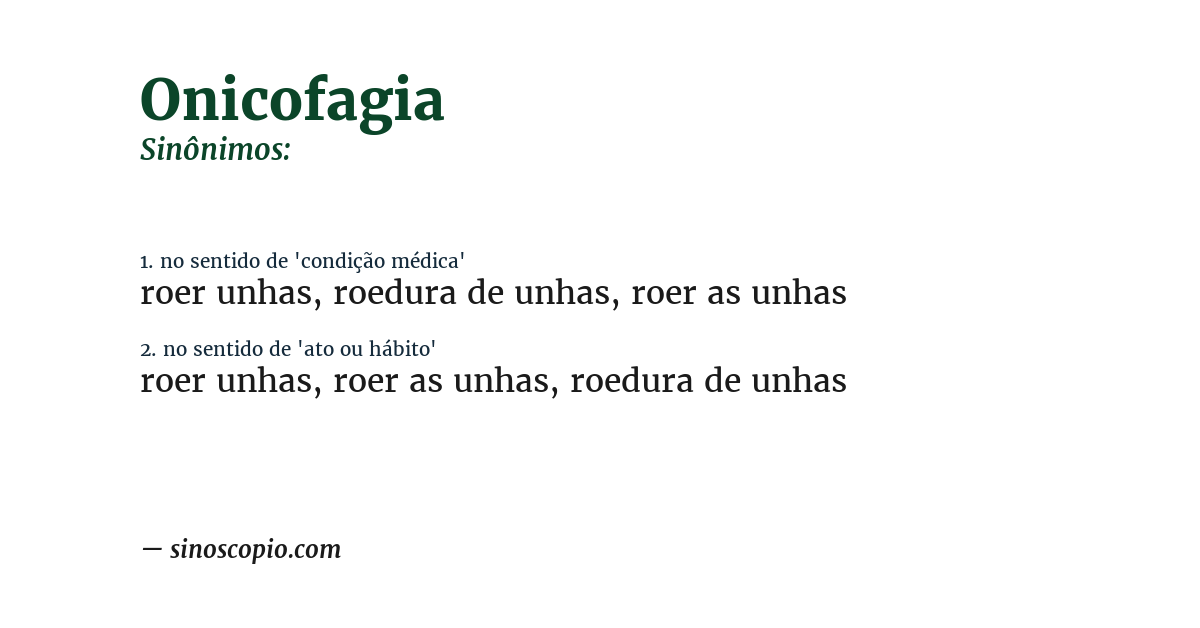 Sinônimo de onicofagia