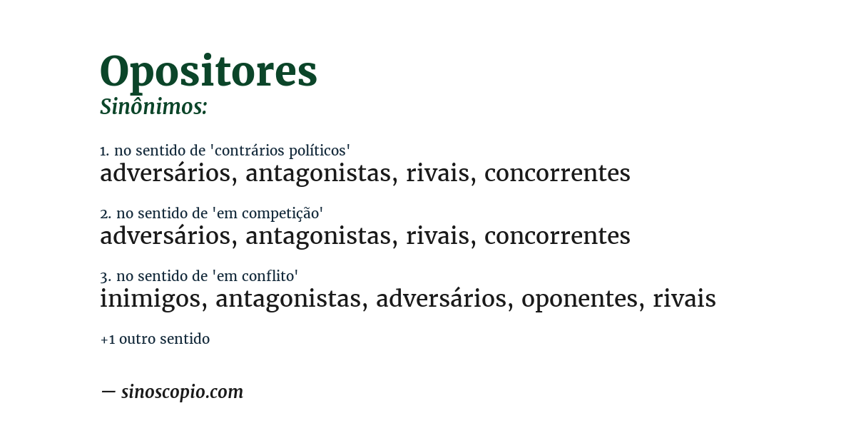 Sinônimo de opositores