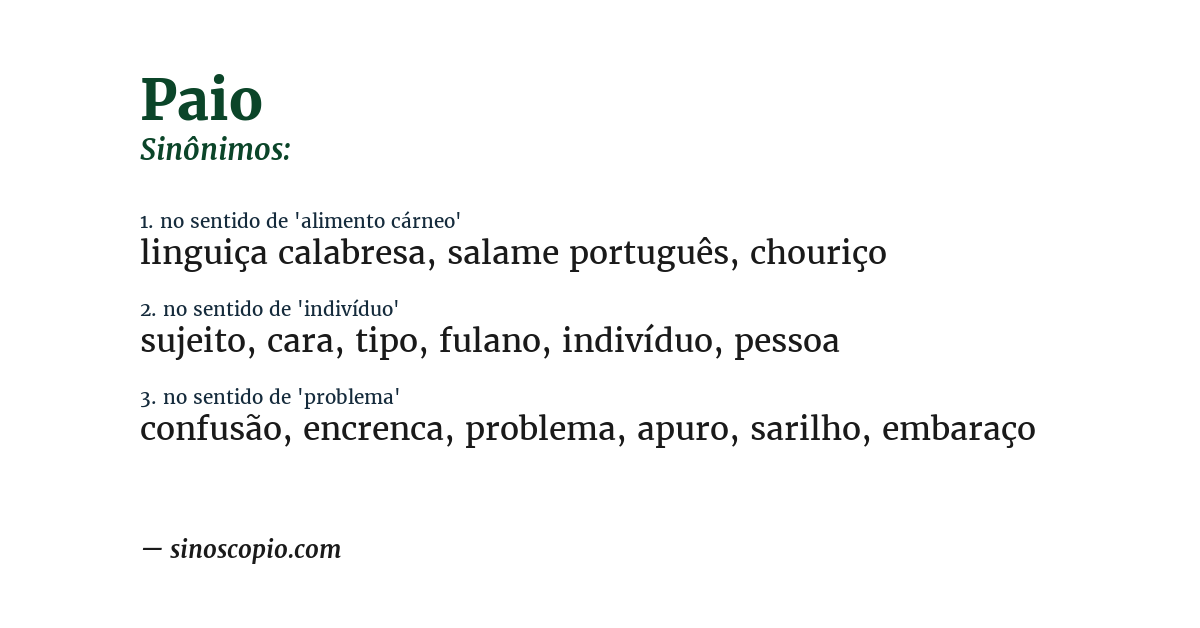 Sinônimo de paio