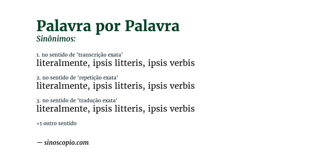 Sinônimo de palavra por palavra
