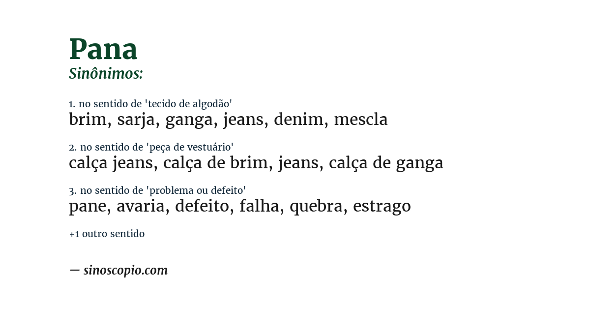 Sinônimo de pana