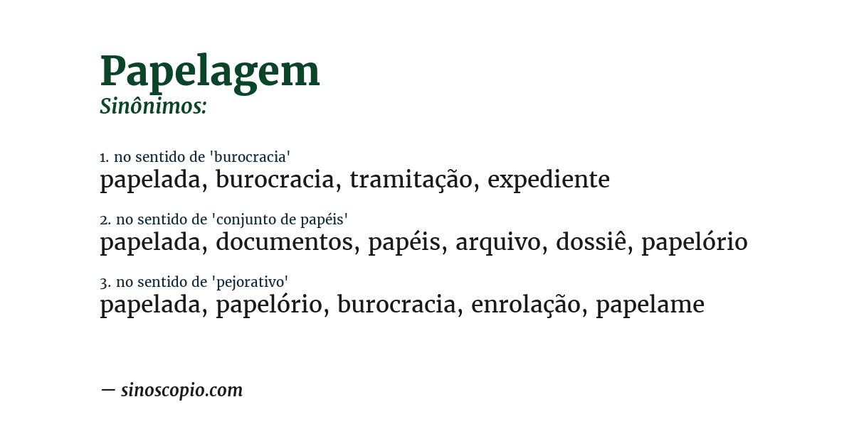 Sinônimo de papelagem