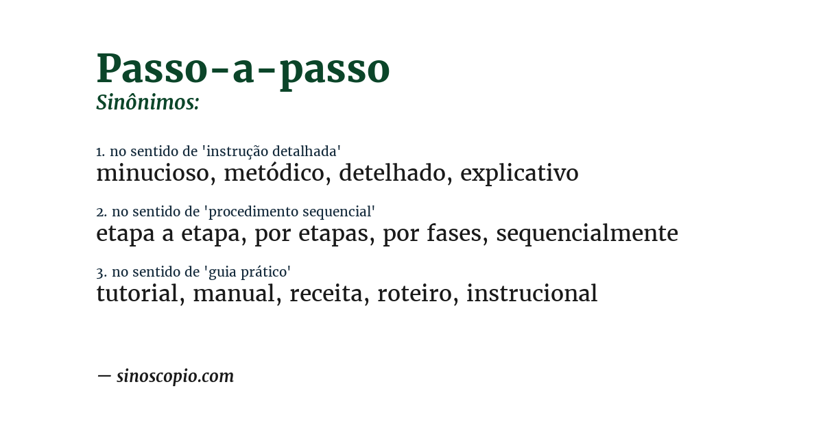 Sinônimo de passo-a-passo
