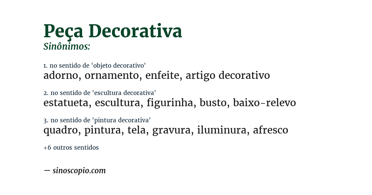 Sinônimo de peça decorativa