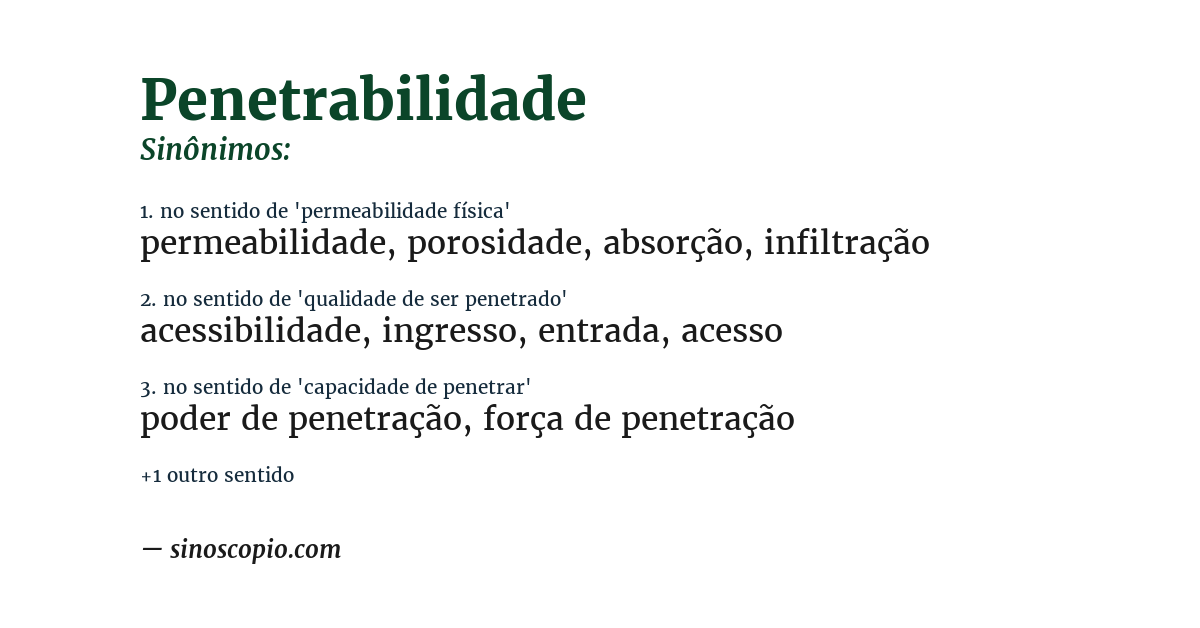 Sinônimo de penetrabilidade