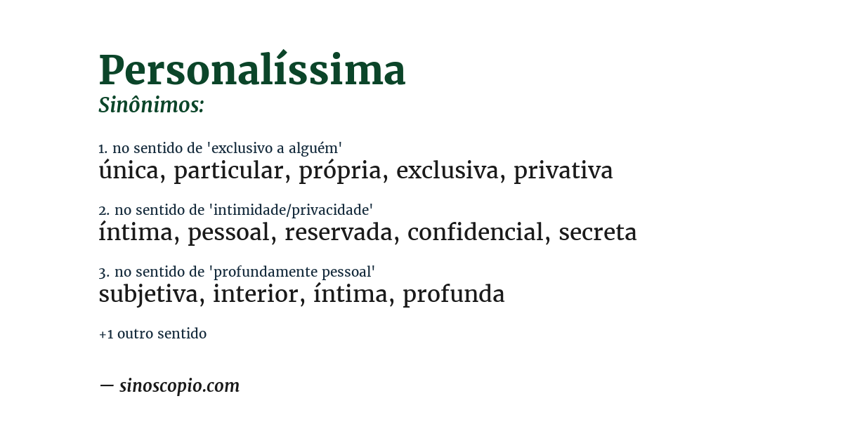 Sinônimo de personalíssima