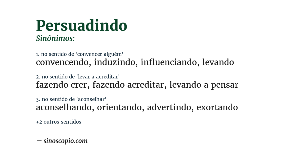 Sinônimo de persuadindo
