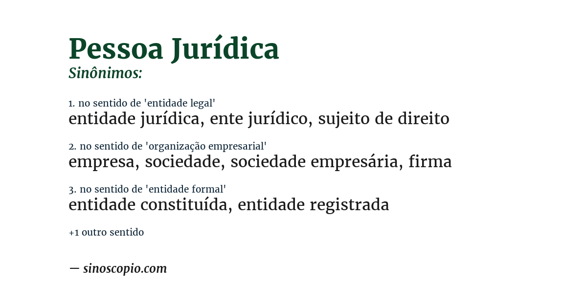 Sinônimo de pessoa jurídica